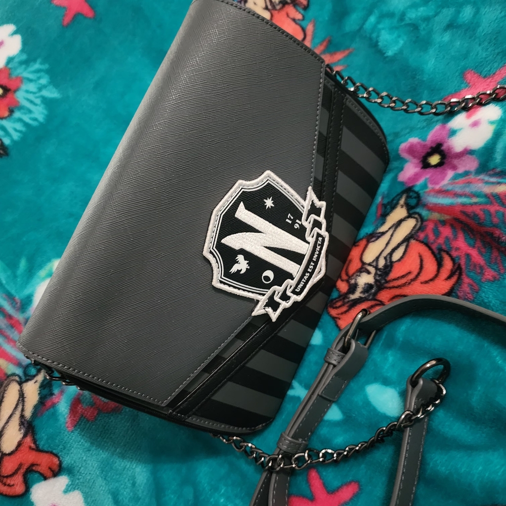 Loungefly Gray Emblem Crossbody Bag with Chain Strap